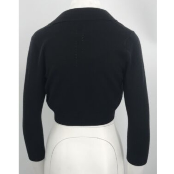Narciso Rodriguez Black 3/4 Sleeve Wool Blend Cropped Cardigan Shrug sz 40 - Picture 3 of 6